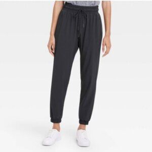 All in Motion Lined Woven Athleisure Comfort Joggers, Size Large, Black